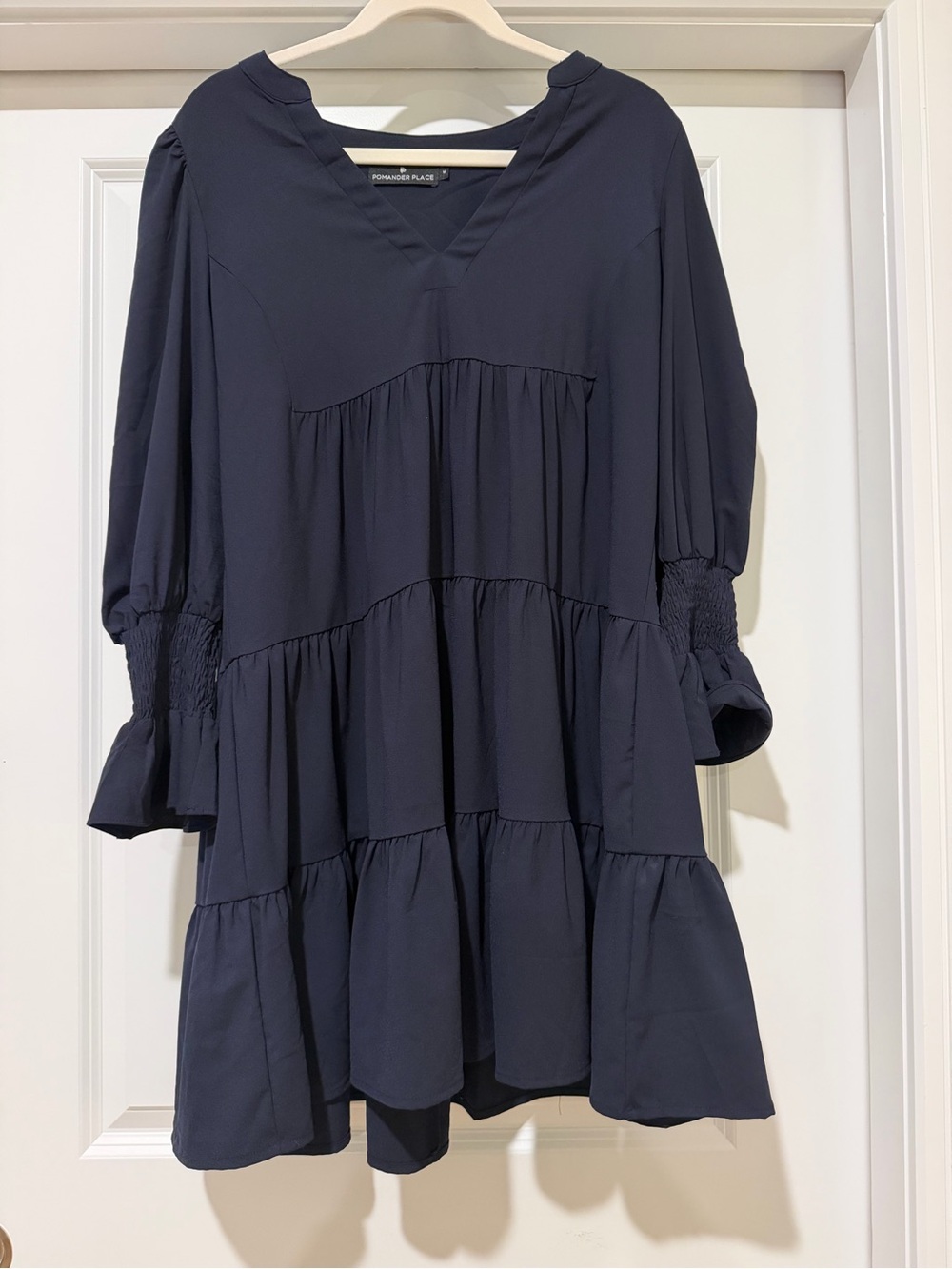 Tuckernuck Navy Tiered V-Neck Mini Dress